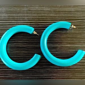 Blue hoop earrings